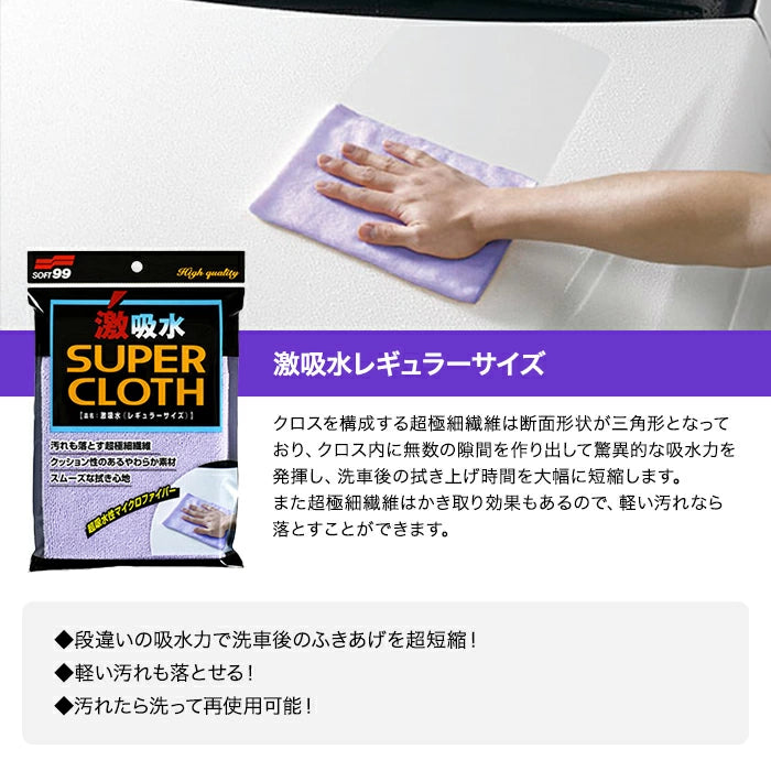 SOFT99 激吸水 レギュラーサイズ 04207 1枚 / 2枚セット 吸水クロス 04207-X M-B
