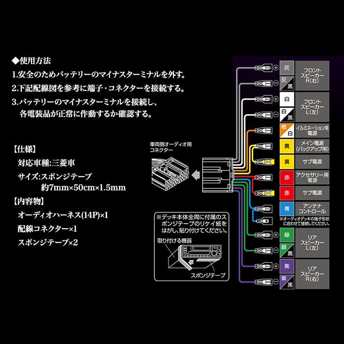 amon Aodea 三菱車用 オーディオハーネス MITSUBISHI 自動車 カー用品 ケーブル カーナビ trysE T-B-60
