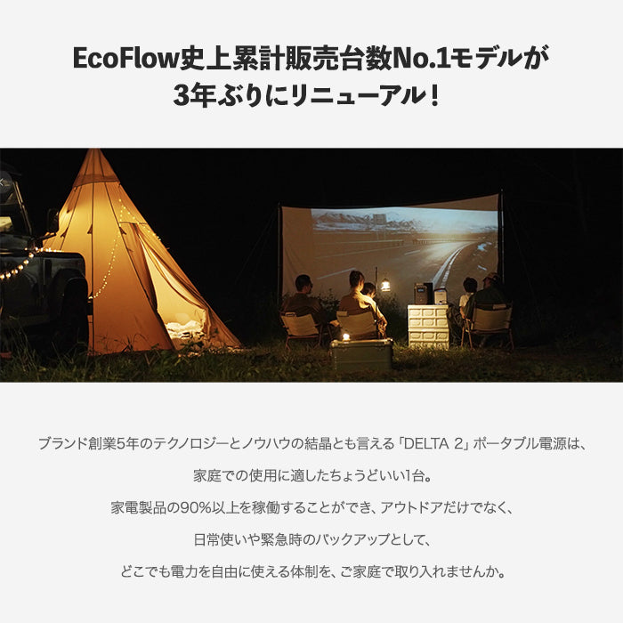 【メーカー取寄せ】ポータブルポータブル電源 DELTA2 EcoFlow trysA DELTA2 1,024Wh 1000W 急速充電 AC出力1,500W