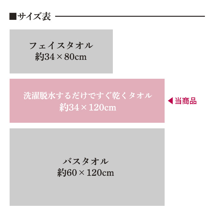 洗濯脱水するだけですぐ乾くタオル 日繊商工 2枚セット 34×120cm