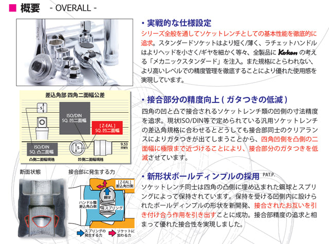 山下工業研究所 | ko-ken コーケン Z-EAL 首振りラチェットハンドル(ロング)差込角9.5mm 山下工研 trysコ3726Z-280