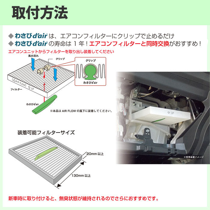 ヴァレオ わさびデェール 1個 Valeo わさびd'air VCC04624 エアコンフィルター用 抗菌 消臭剤 ワサビ デェール カビ防止 消臭 フィルター装着 T-B-60