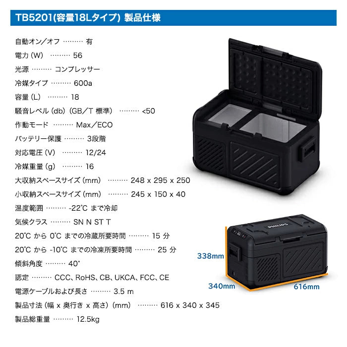 PHILIPS フィリップス 車載用冷蔵庫 サーマルボックス 18L/25L TB5201 TB5401 ポータブル冷蔵庫 T-M